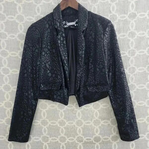 Daytrip Women's Medium Blazer Snake print Open Front Cropped Black